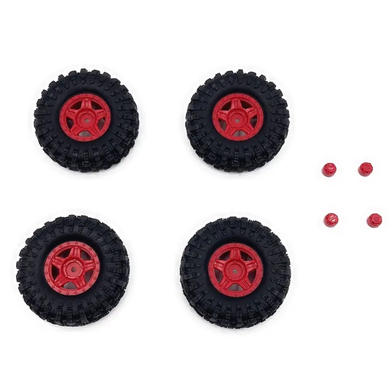 Hobby Plus 1.2inch Deep Star Wheel 68mm Mudder-XL Tire Set ( Red ) (HBP240508)