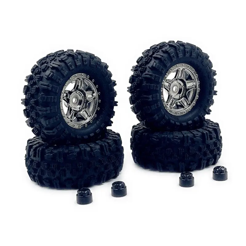 Hobby Plus 1.2inch Mudder Tire Set (60mm), Black Chrome (4) (HBP240527)